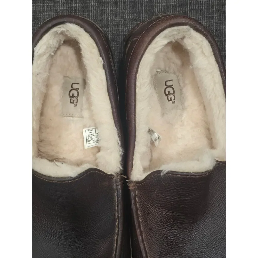 UGG Ascot Men's Leather Slippers Brown Moccasin Loafers Size 9 Style 5379